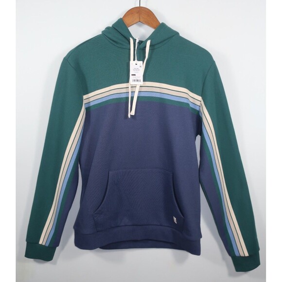 Marine Layer Archive Cloud 9 Sweatshirt Hoodie Colorblock Navy Green Small NEW - Picture 1 of 10